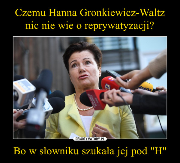 Czemu Hanna Gronkiewicz-Waltz nic nie wie o reprywatyzacji? Bo w słowniku szukała jej pod "H"