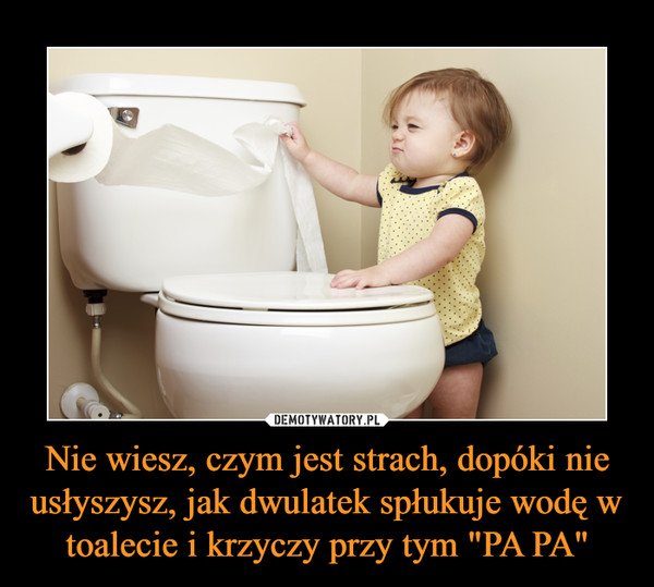 Nie wiesz, czym jest strach, dopóki nie usłyszysz, jak dwulatek spłukuje wodę w toalecie i krzyczy przy tym "PA PA"