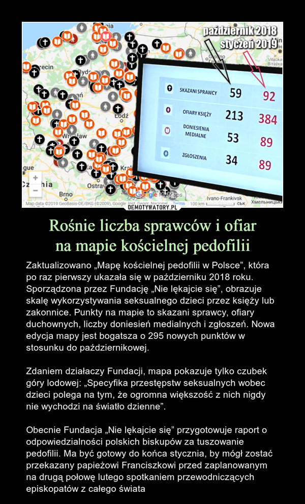 Rośnie liczba sprawców i ofiar
na mapie kościelnej pedofilii