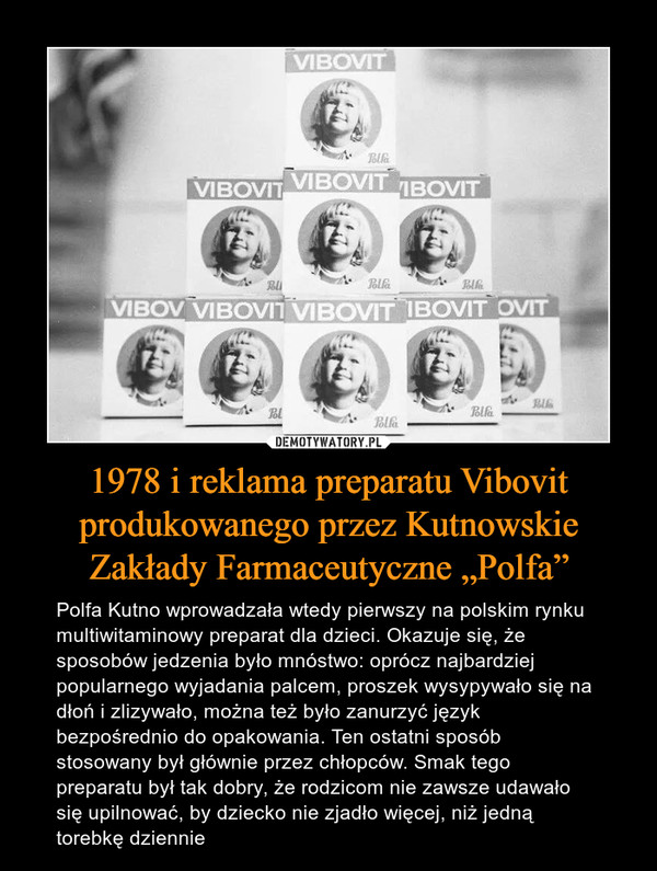 1978 i reklama preparatu Vibovit produkowanego przez Kutnowskie Zakłady Farmaceutyczne „Polfa”