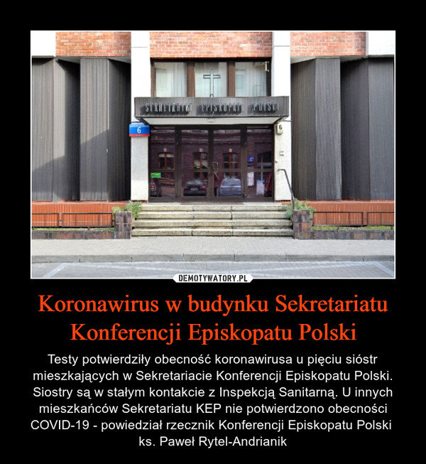 Koronawirus w budynku Sekretariatu Konferencji Episkopatu Polski