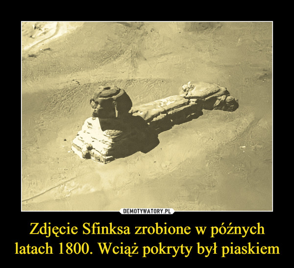 Zdjęcie Sfinksa zrobione w późnych latach 1800. Wciąż pokryty był piaskiem –  