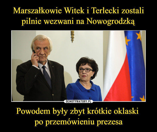 Marszałkowie Witek i Terlecki zostali pilnie wezwani na Nowogrodzką Powodem były zbyt krótkie oklaski 
po przemówieniu prezesa