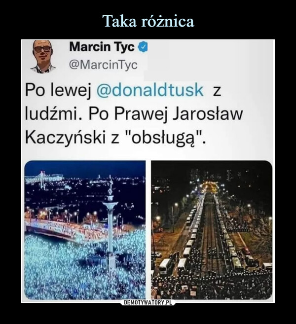  –  Marcin Tyc O, @MarcinTycPo lewej @donaldtusk zludźmi. Po Prawej JarosławKaczyński z "obsługą".