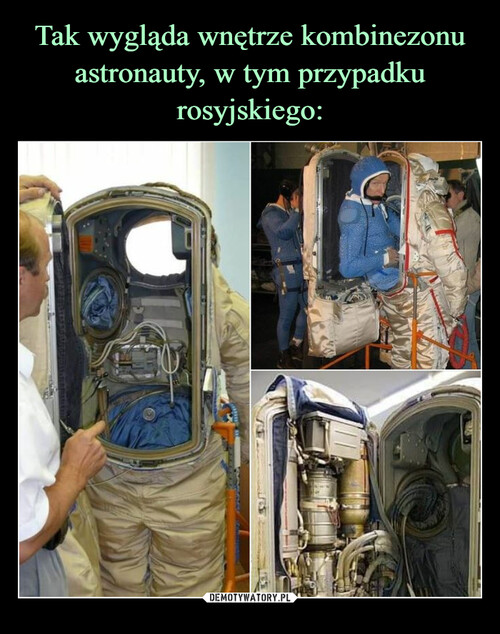 Tak wygląda wnętrze kombinezonu astronauty, w tym przypadku rosyjskiego: