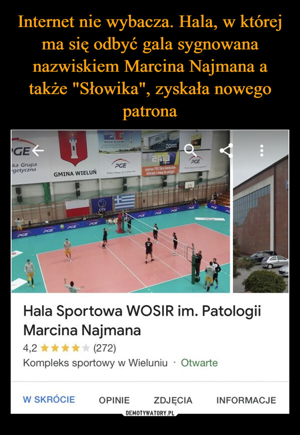  –  Hala Sportowa WOSIR im. PatologiiMarcina Najmana