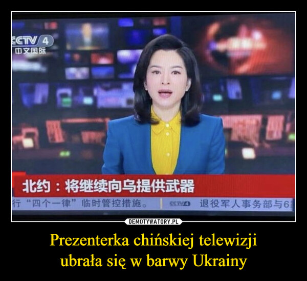 Prezenterka chińskiej telewizjiubrała się w barwy Ukrainy –  