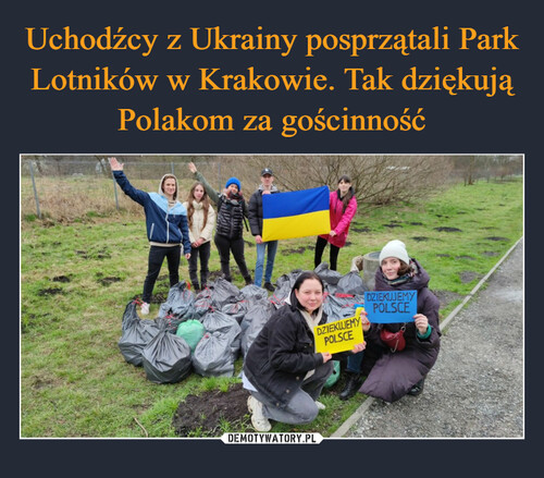 Uchodźcy z Ukrainy posprzątali Park Lotników w Krakowie. Tak dziękują Polakom za gościnność