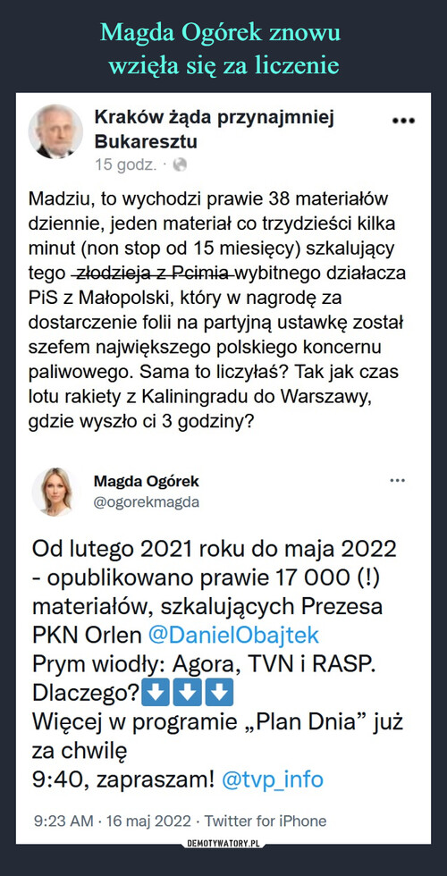 Magda Ogórek znowu 
wzięła się za liczenie
