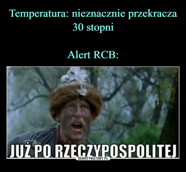 Temperatura: nieznacznie przekracza 30 stopni

Alert RCB: